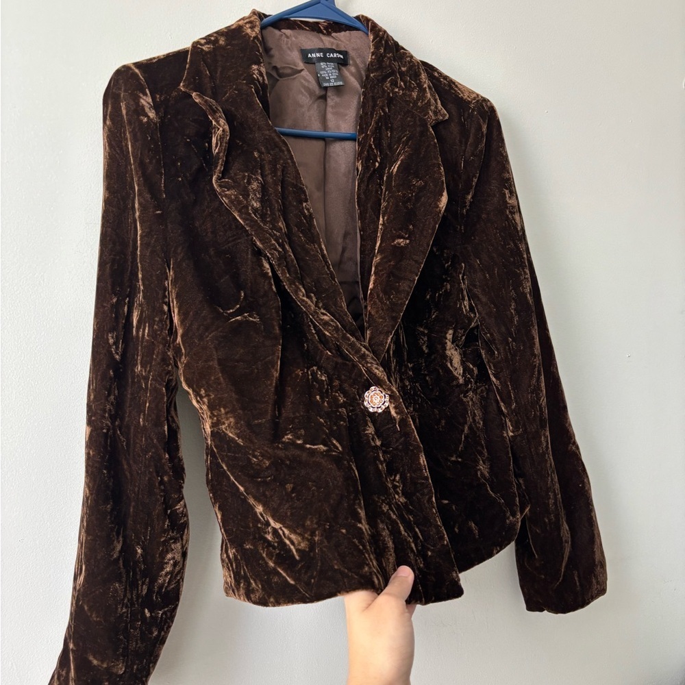 Y2K Fairycore Brown Velvet Veloir Jacket Fairy Indie Whymsigoth Medium Blazer - Picture 4 of 11